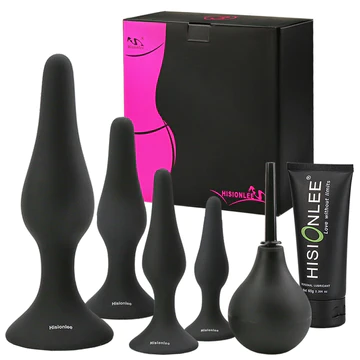 Silicone Butt Plug Set with Enema and Lube